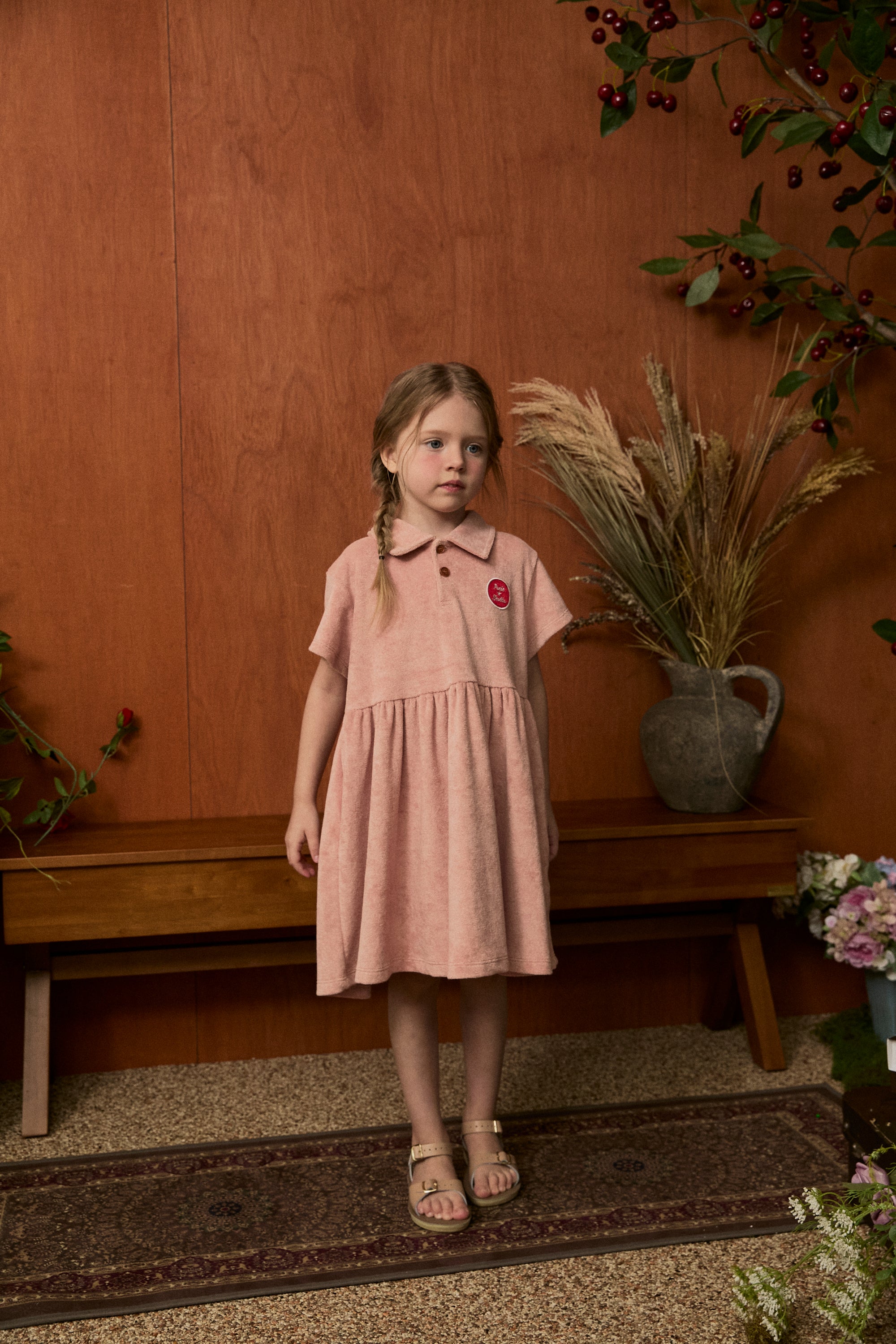 Terry Polo Flare Dress - Peach Blush