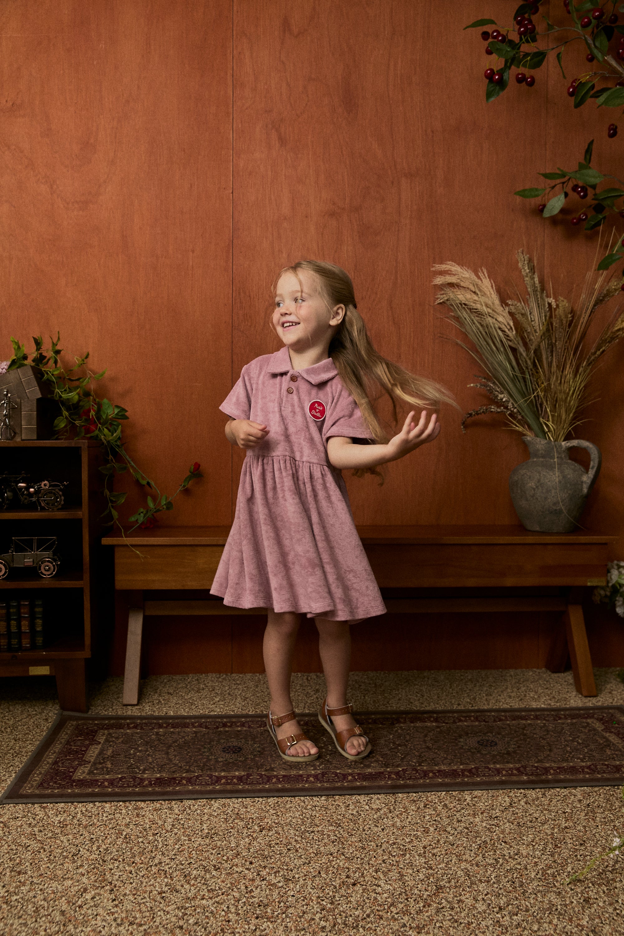 Terry Polo Flare Dress - Rosy