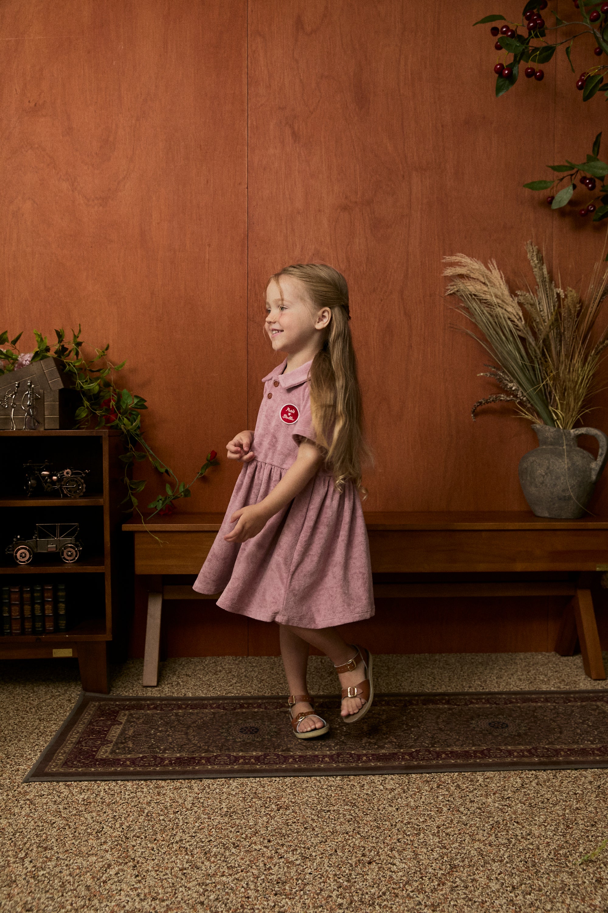 Terry Polo Flare Dress - Rosy