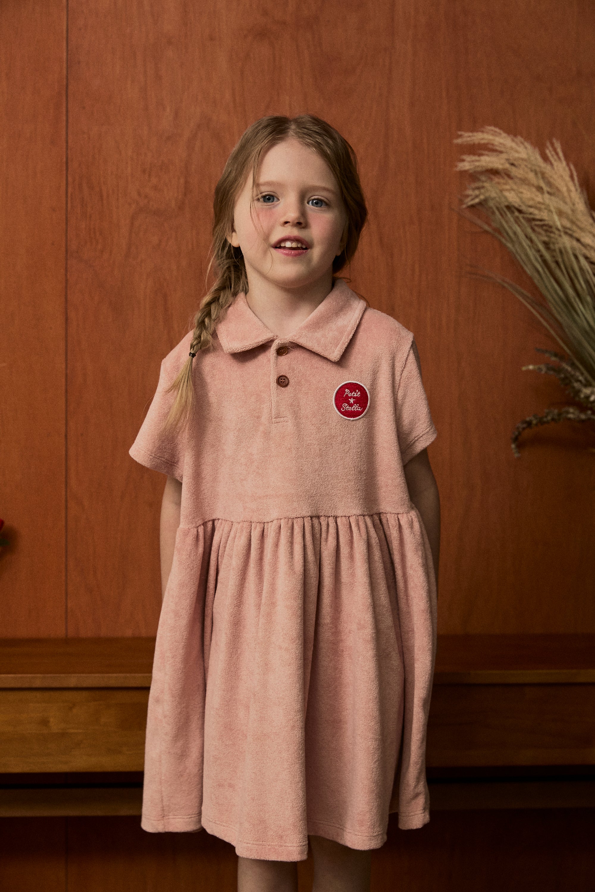 Terry Polo Flare Dress - Peach Blush