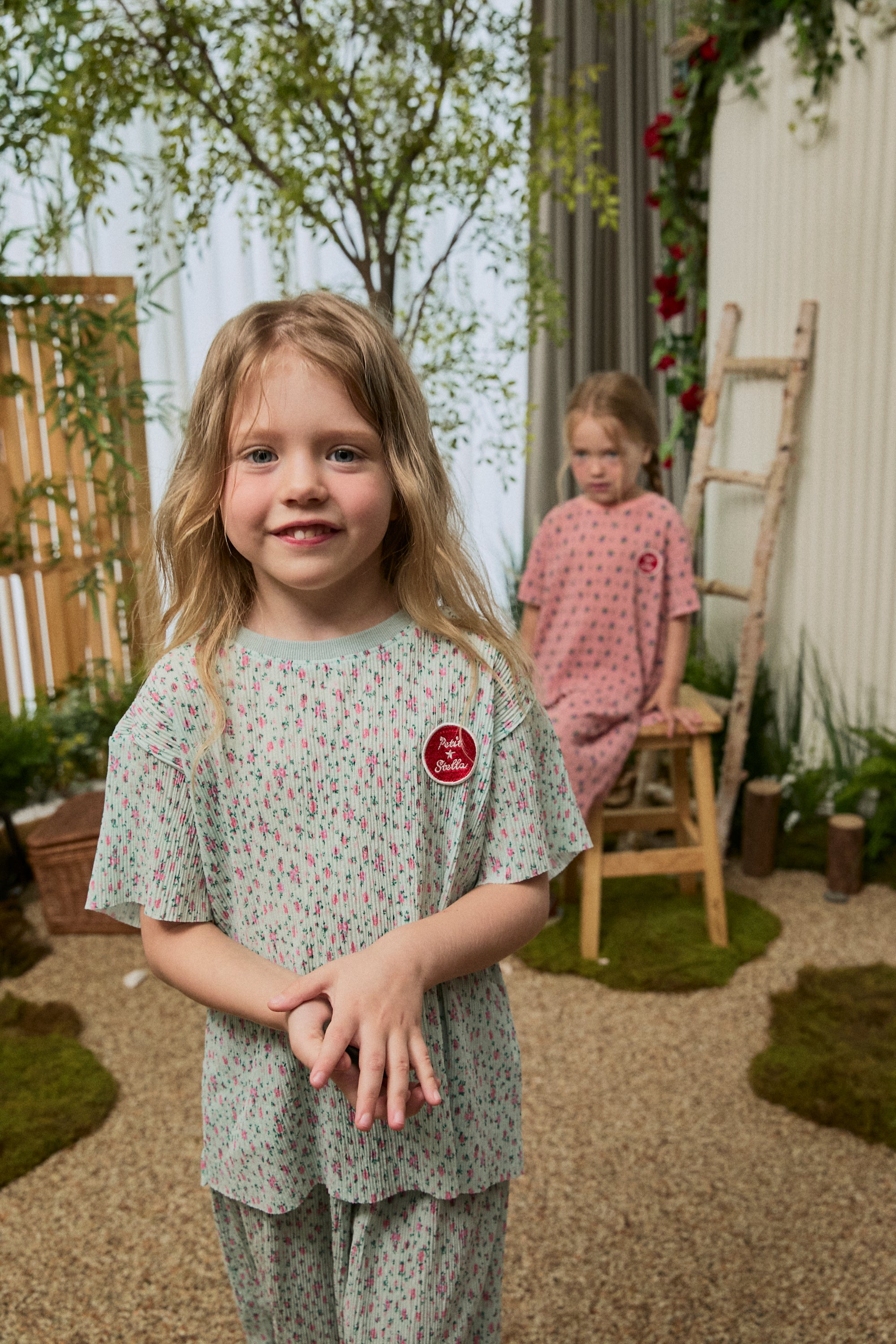Floral Pleats Pants - Blue