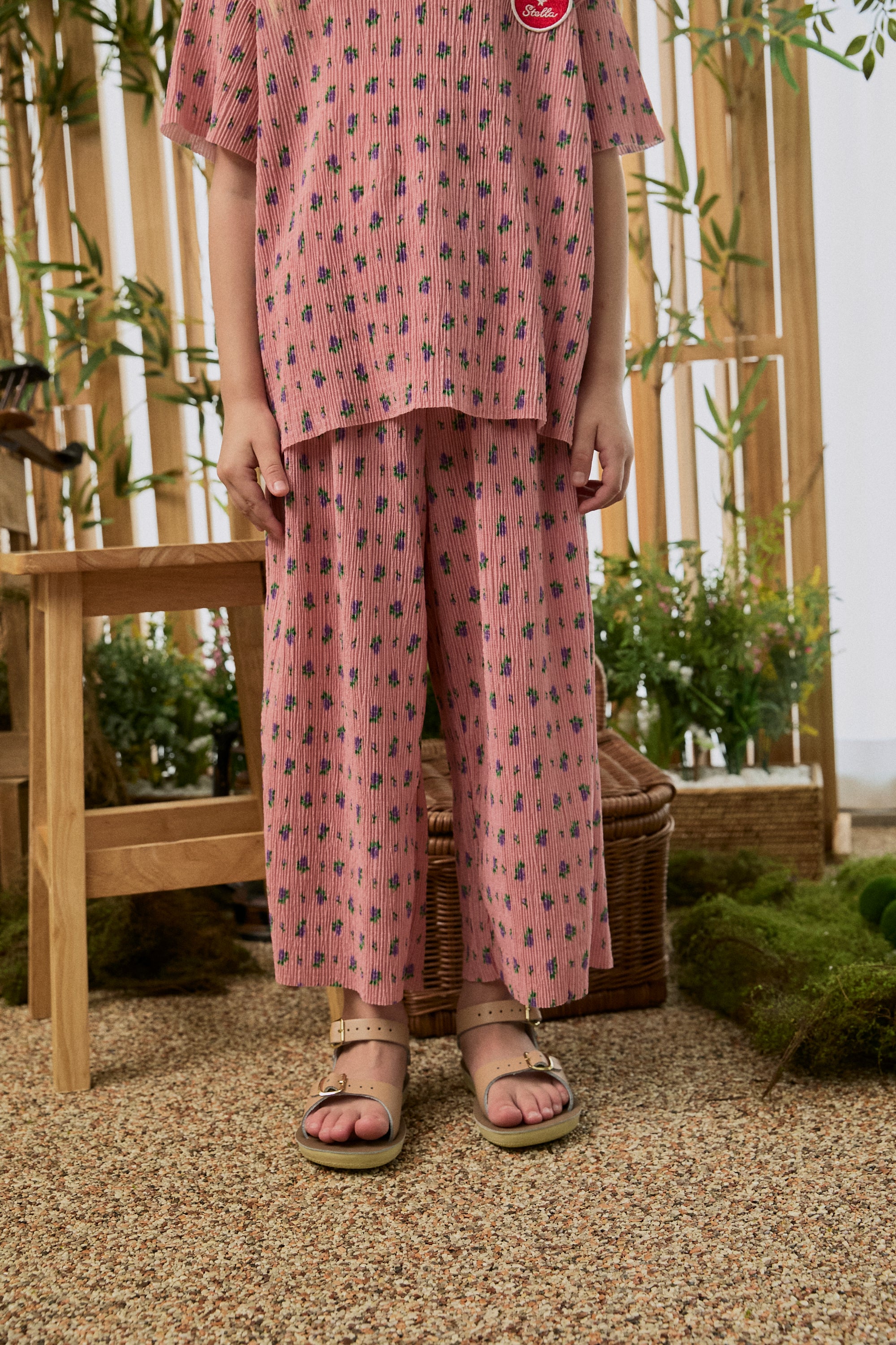 Floral Pleats Pants - Pink