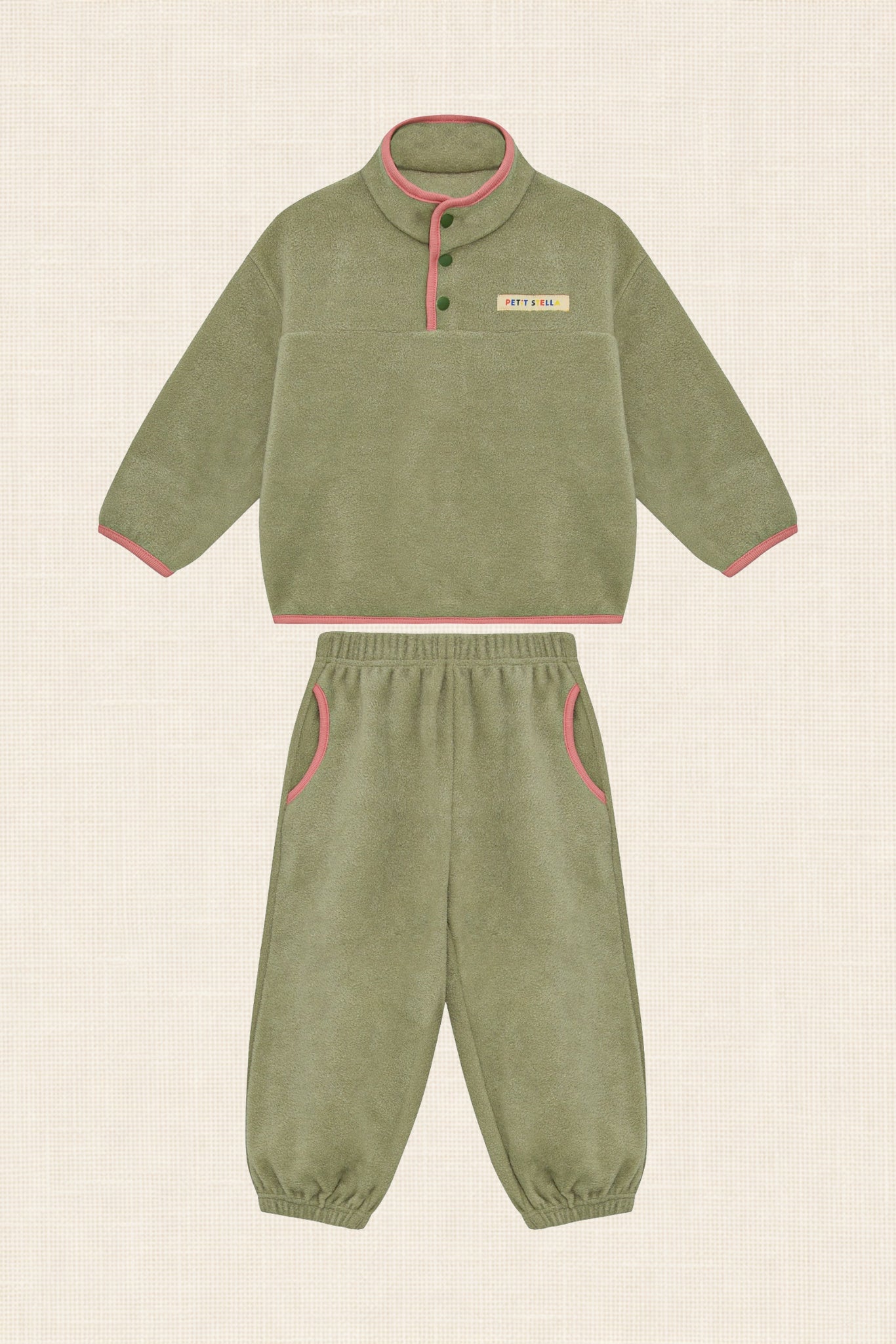 Olive Half-Snap Fleece Set