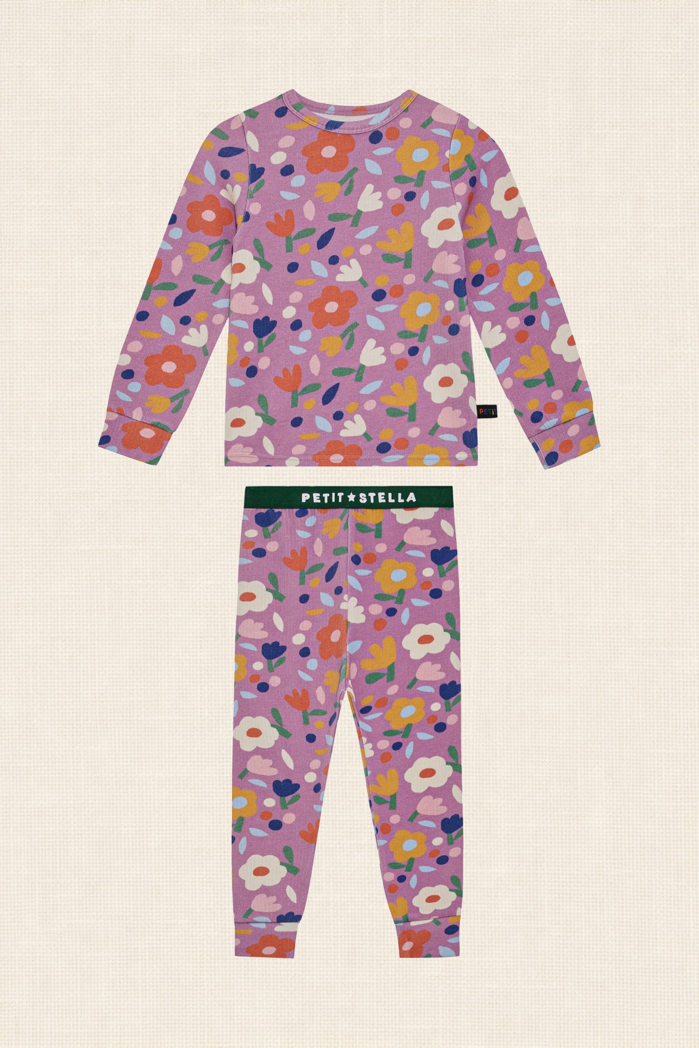 Flower Garden Pima Blend Pajama Set - Purple Floral