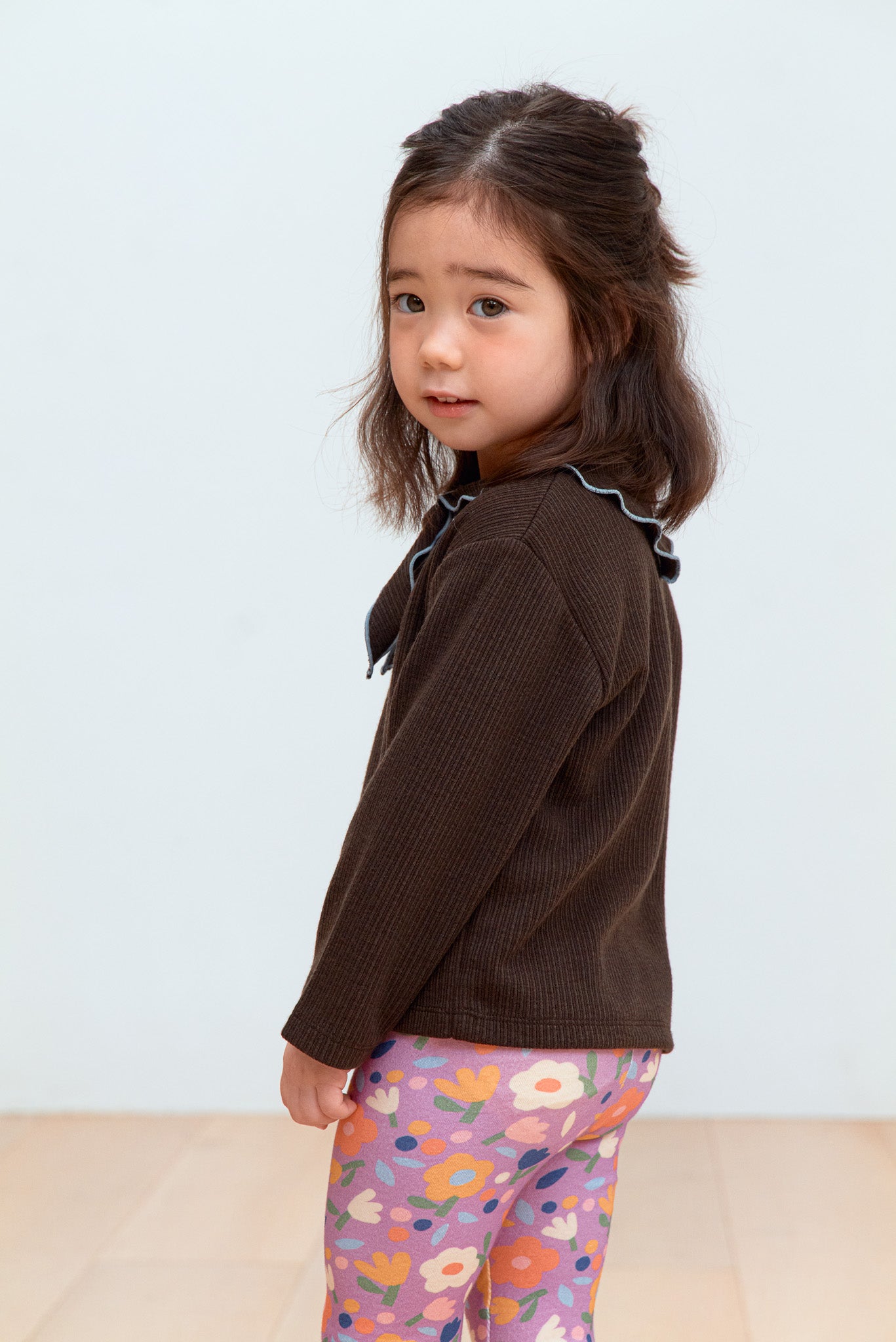 Bow Scarf Rib Top - Chocolate