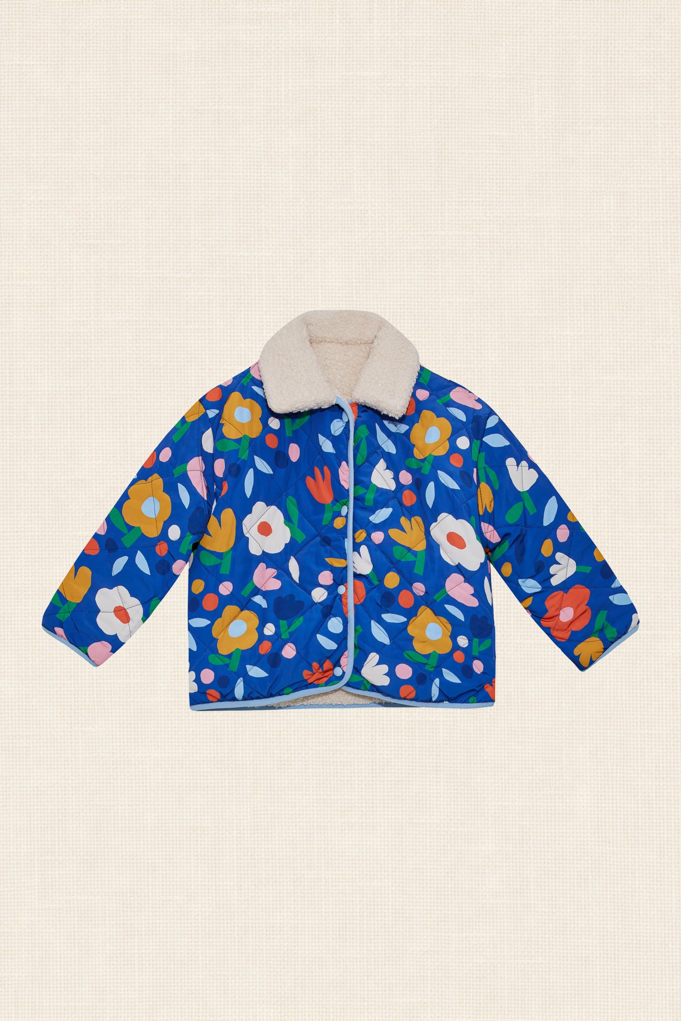 Midnight Garden Reversible Sherpa Jacket - Blue Floral