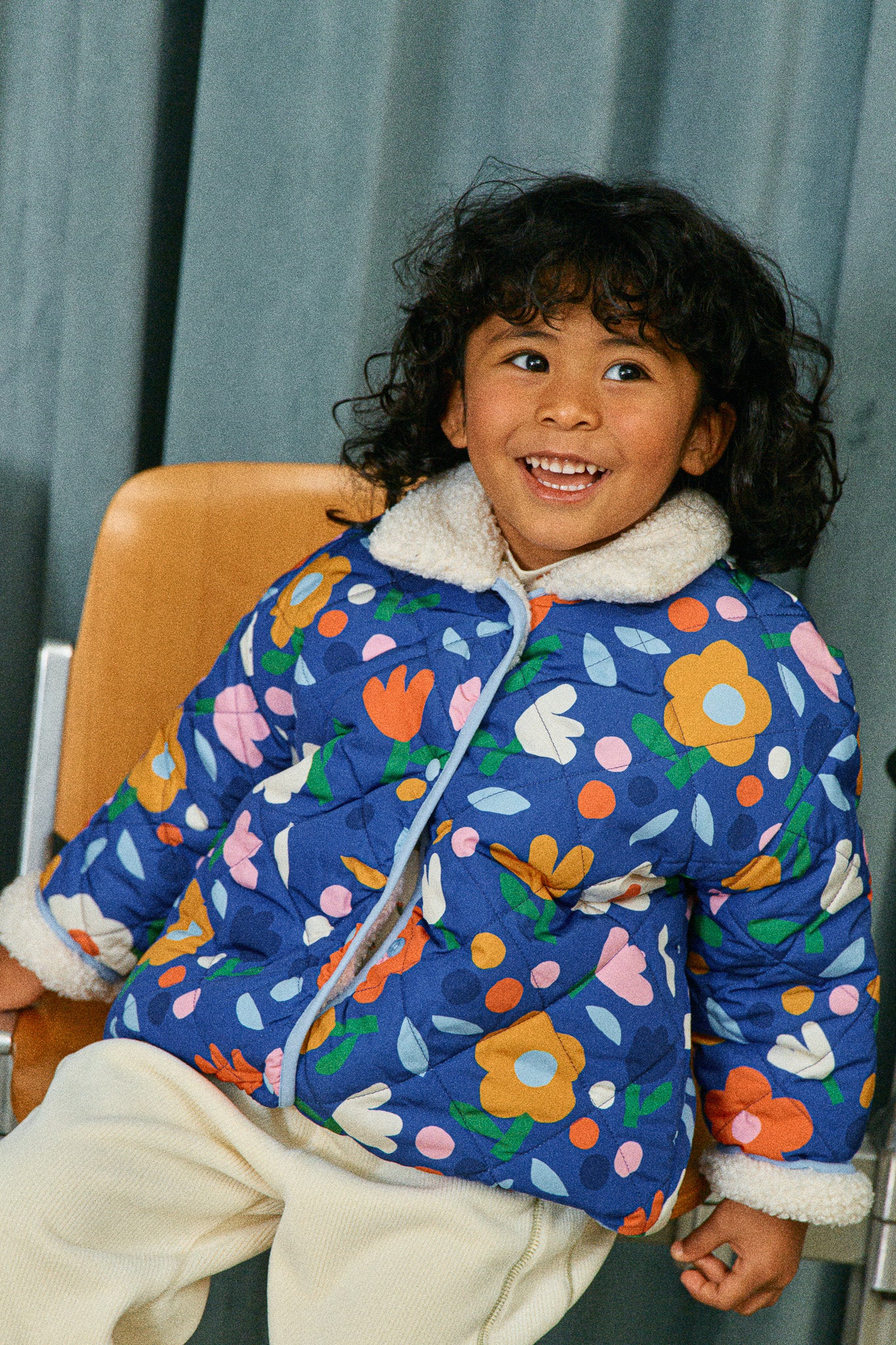 Midnight Garden Reversible Sherpa Jacket - Blue Floral