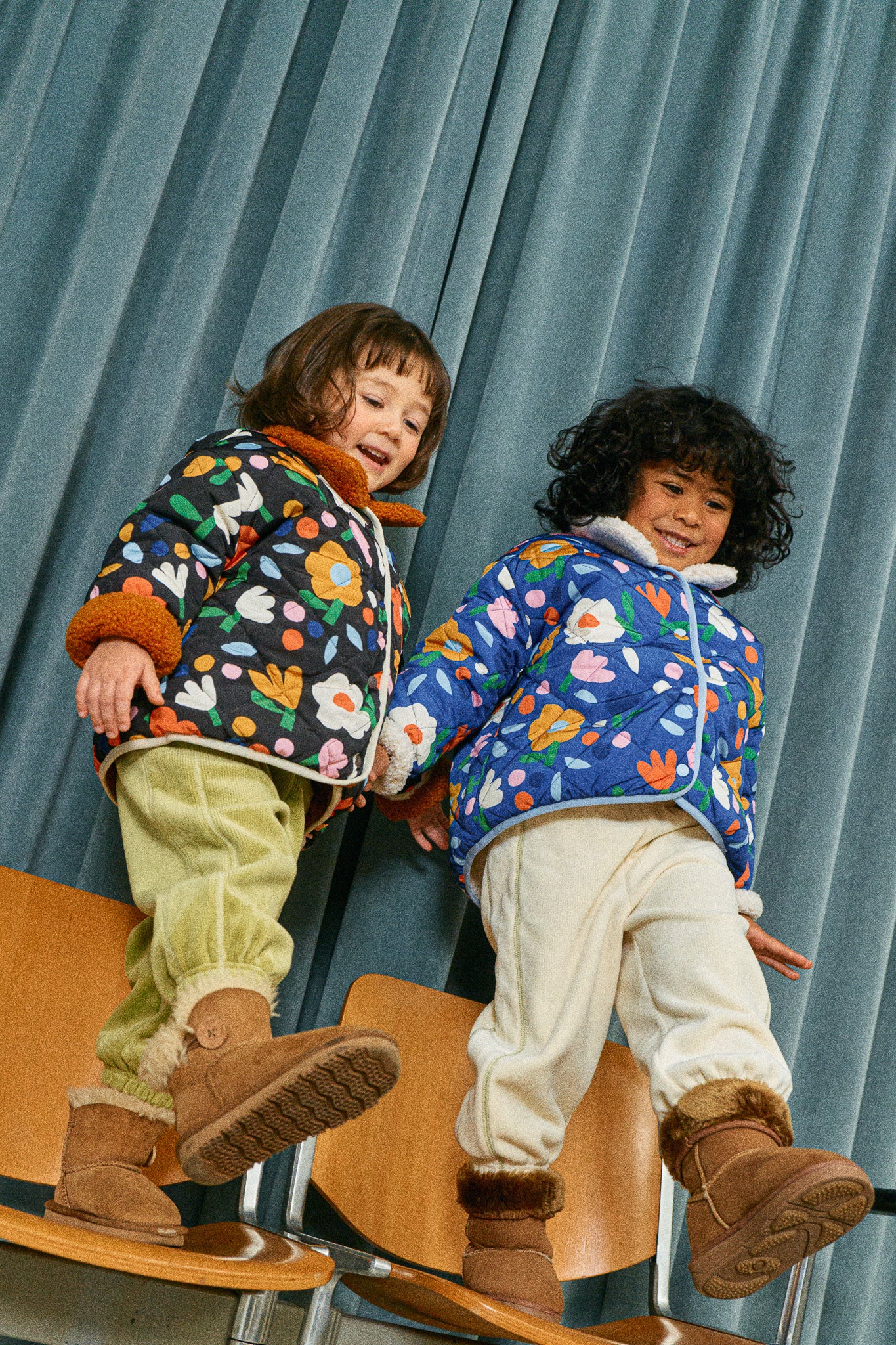 Midnight Garden Reversible Sherpa Jacket - Blue Floral