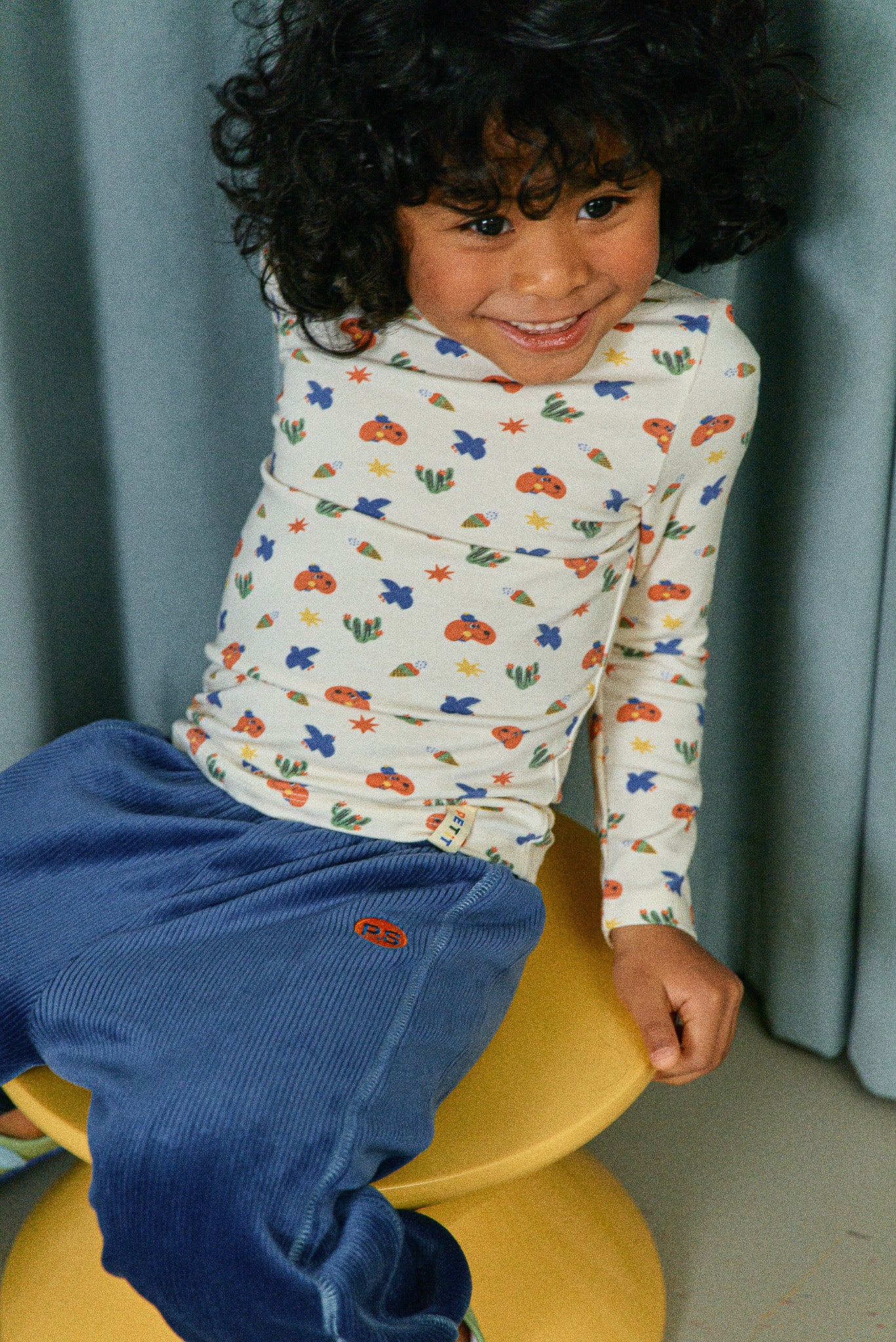 Puppy Print Pima Blend Turtleneck Top