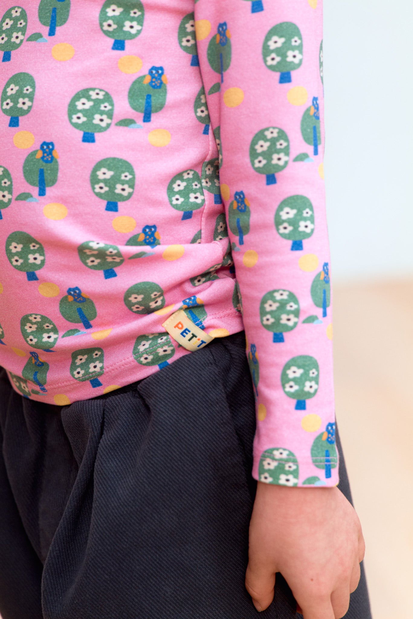 Little Owl Print Turtleneck Top