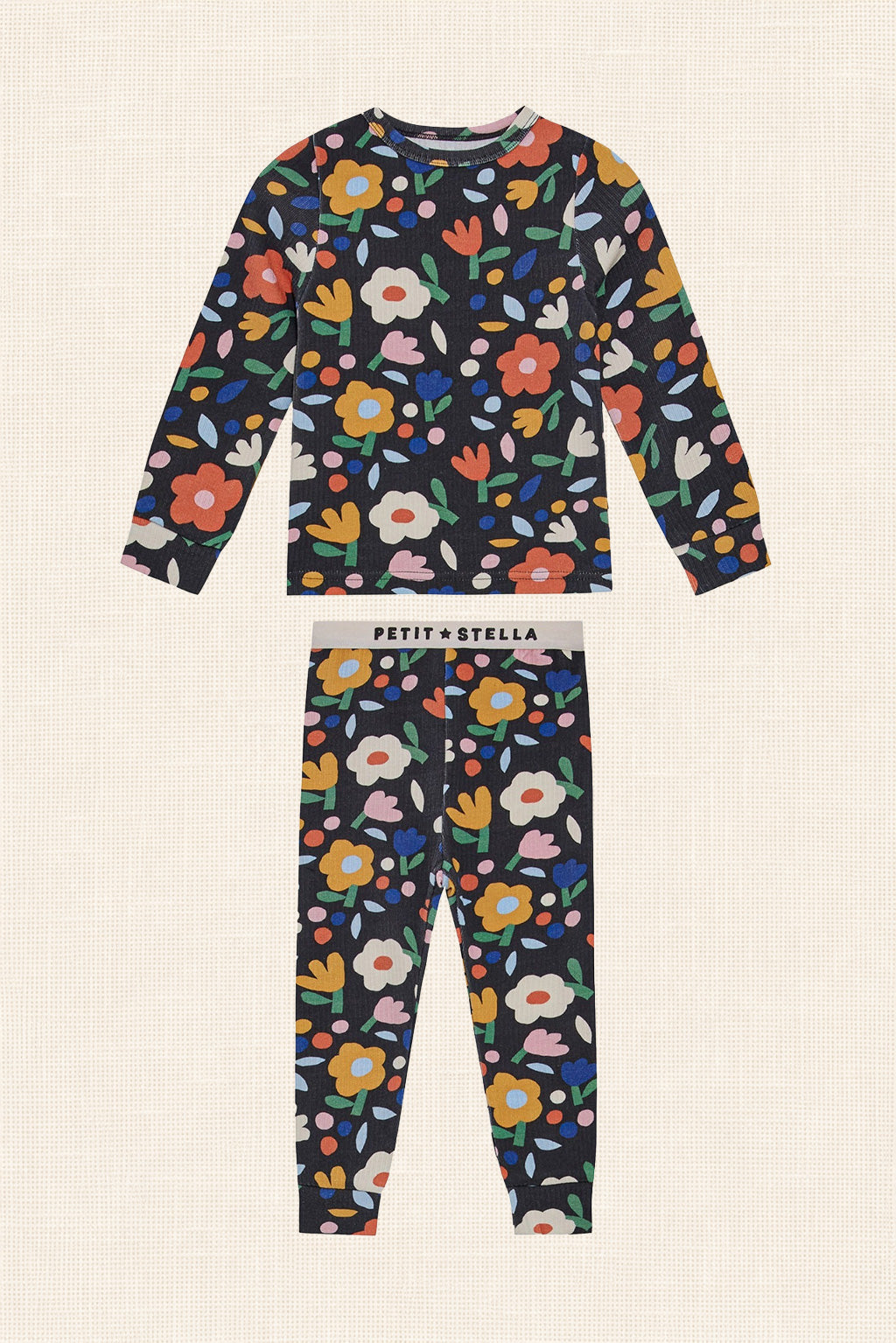 Flower Garden Pima Blend Pajama Set - Black Floral