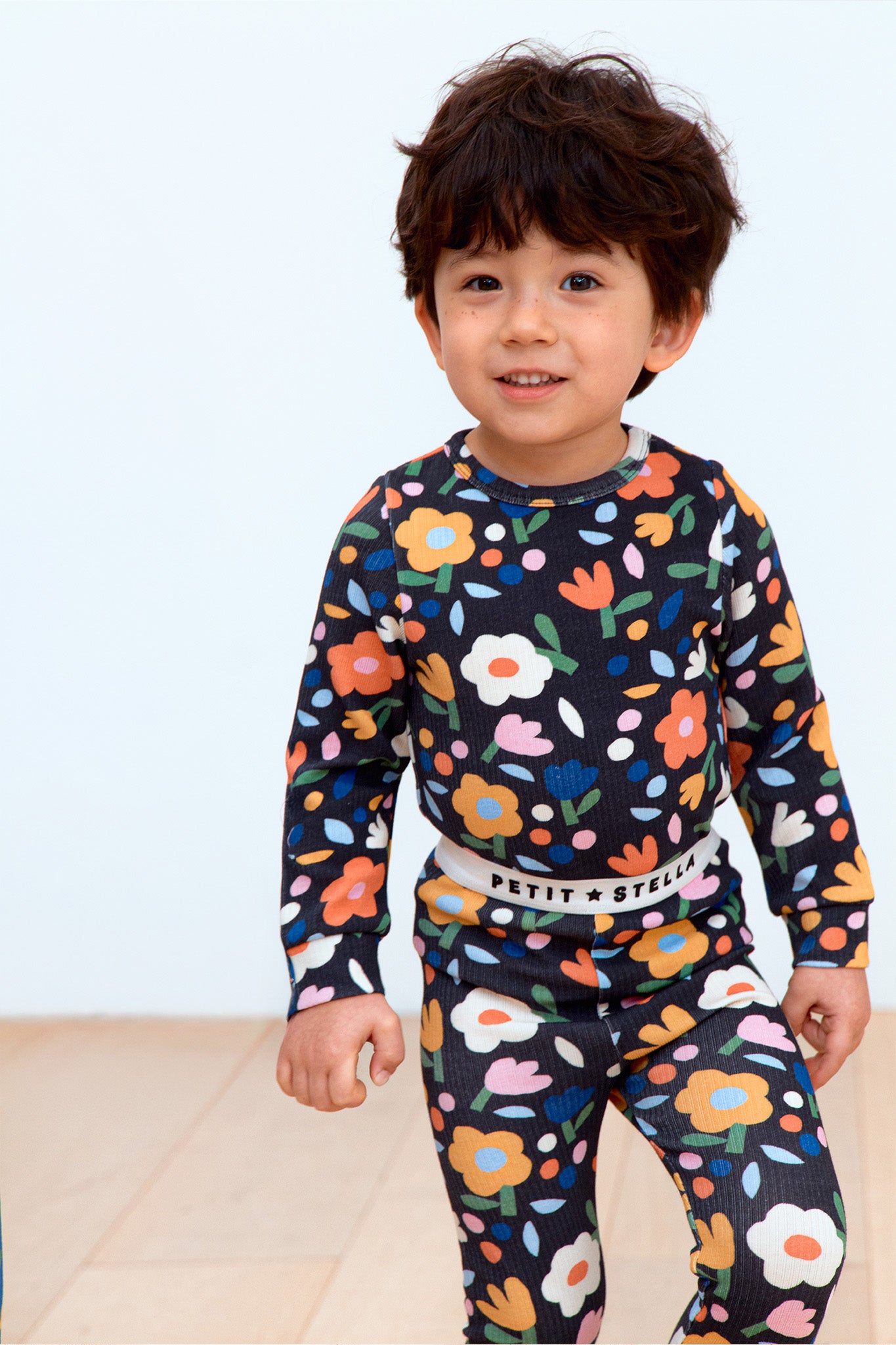 Flower Garden Pima Blend Pajama Set - Black Floral