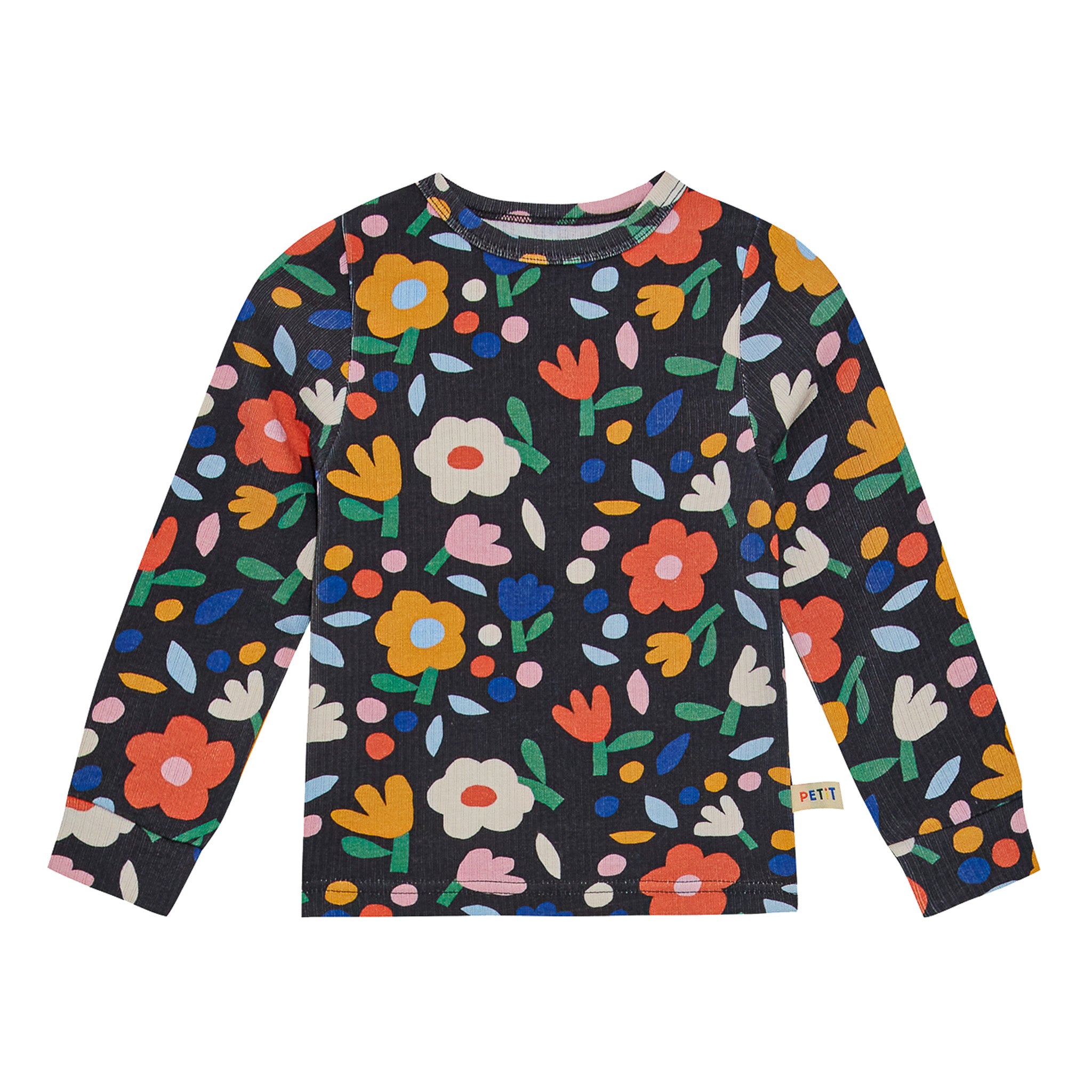 Flower Garden Pima Blend Pajama Set - Black Floral