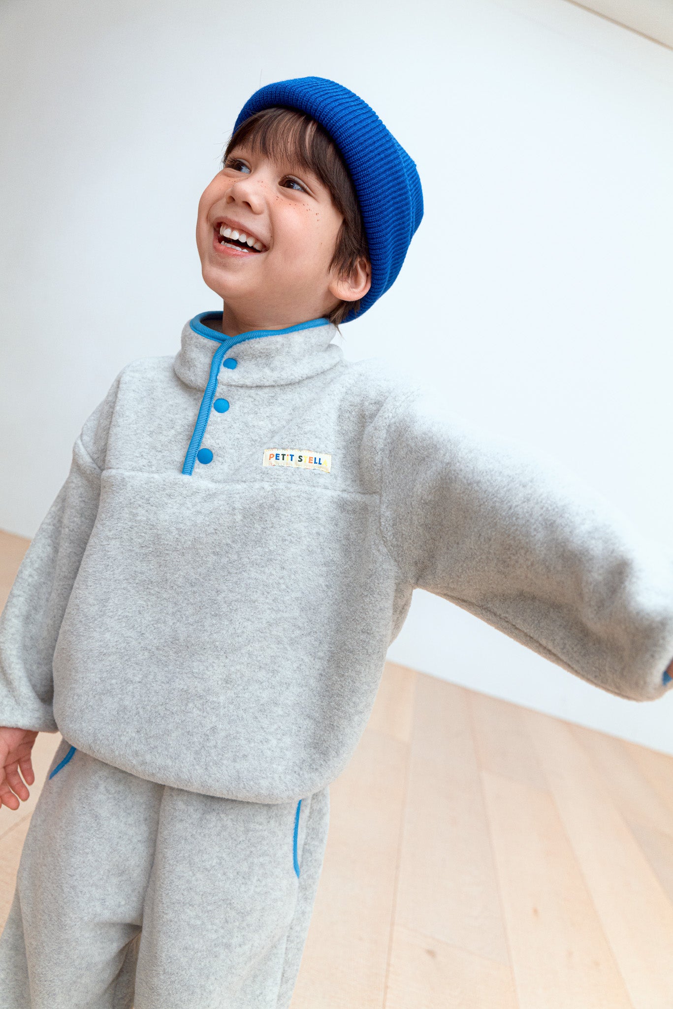 Grey Half-Snap Fleece Set