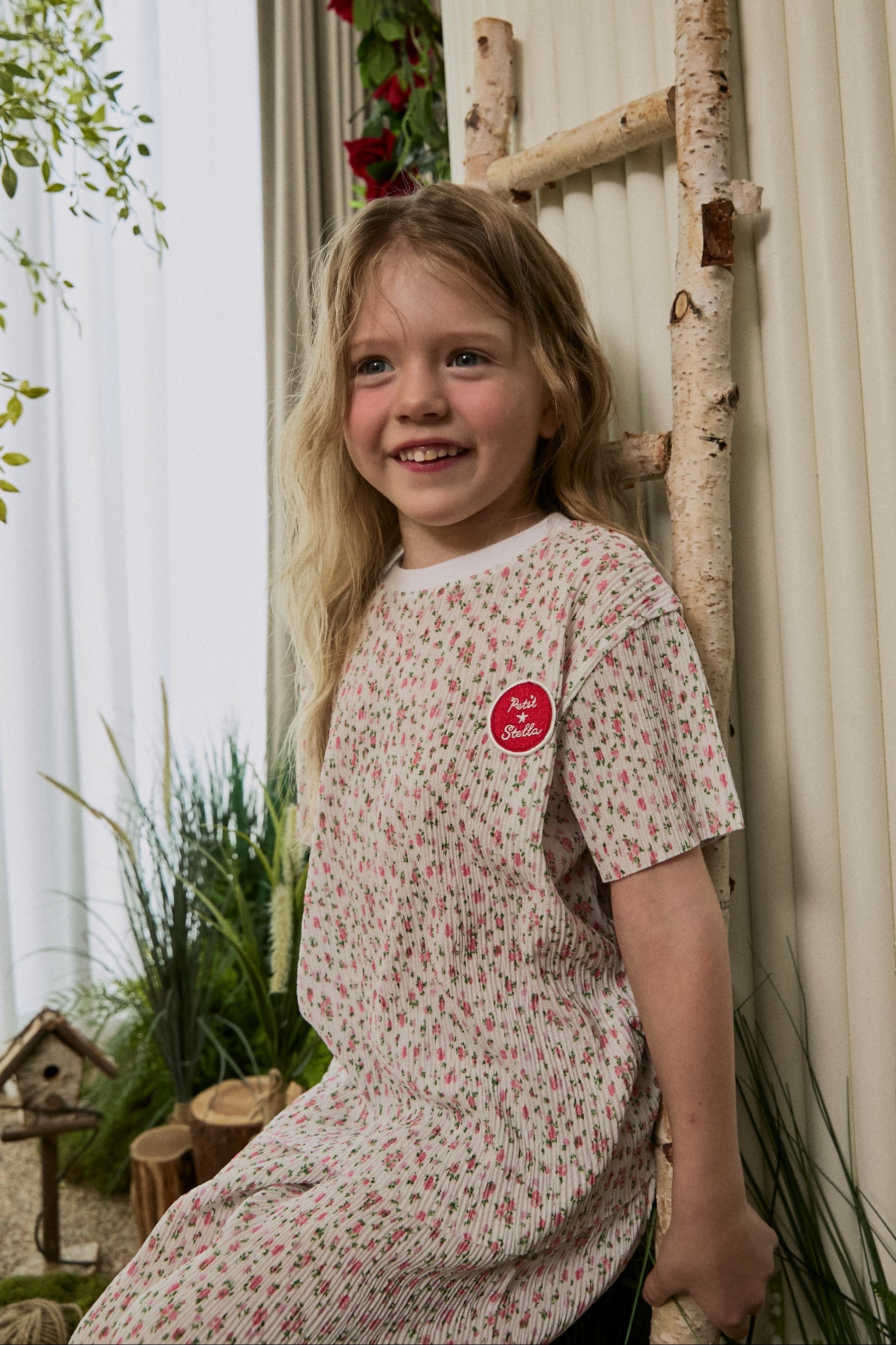 Floral Pleats Top - White