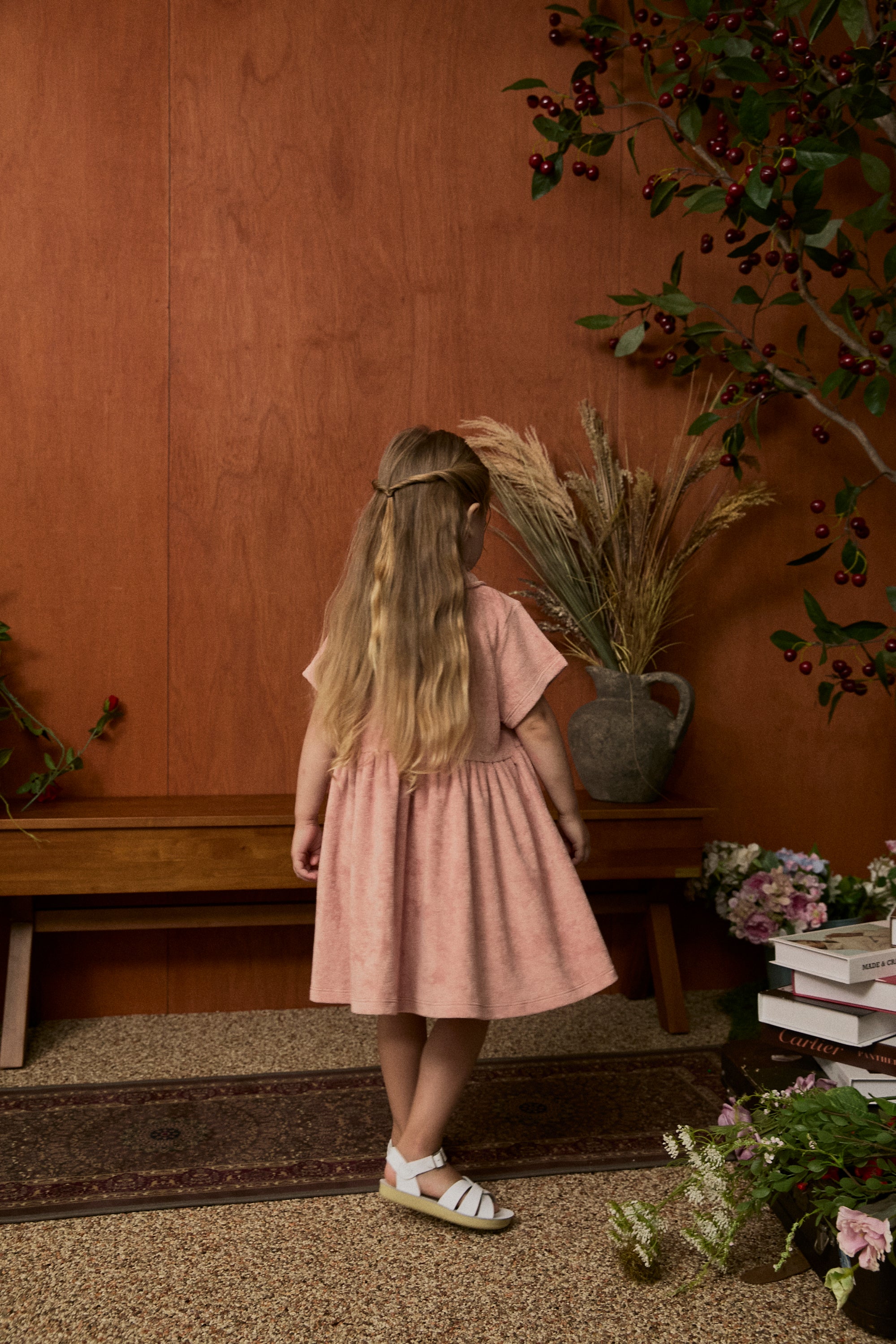 Terry Polo Flare Dress - Peach Blush