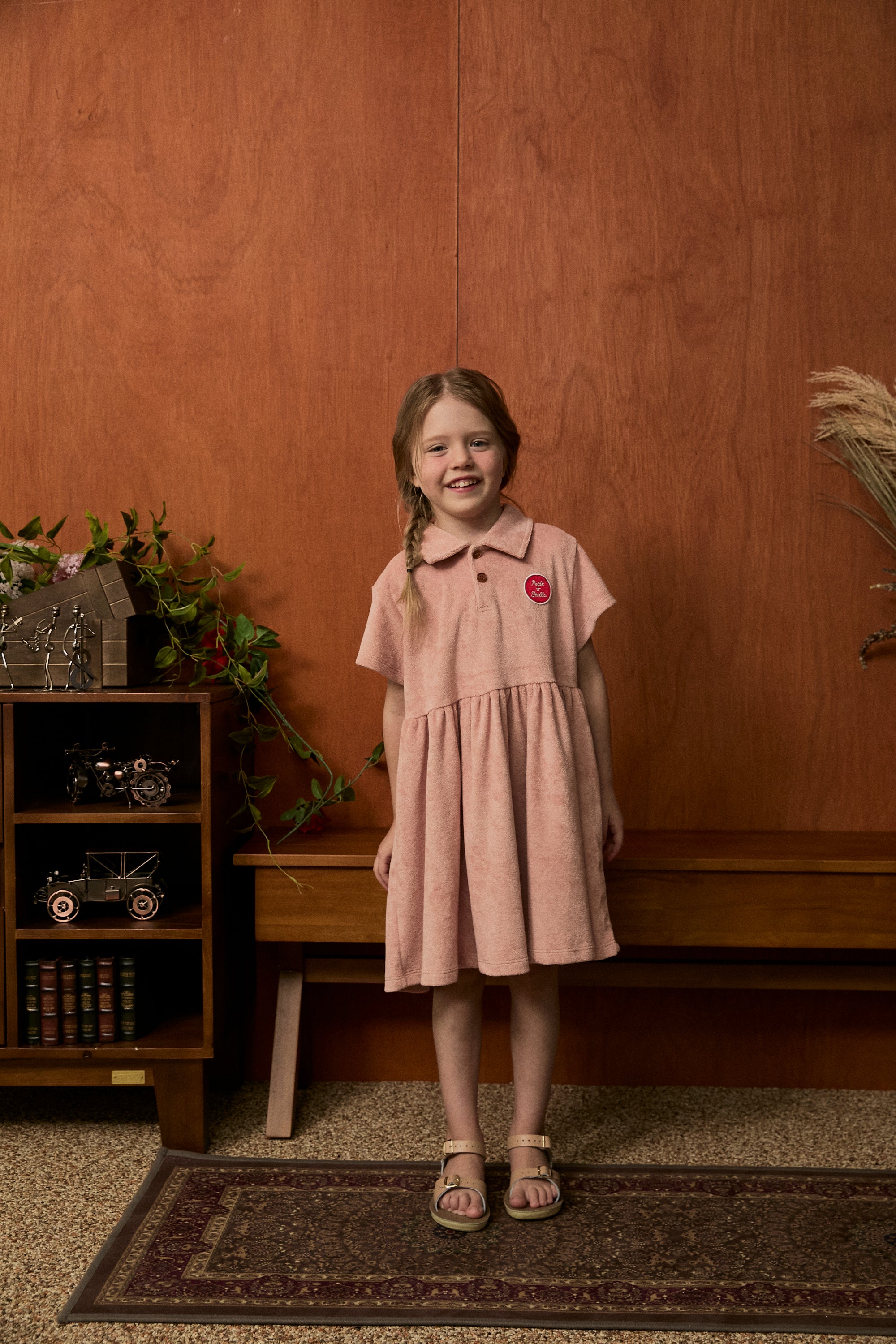 Terry Polo Flare Dress - Peach Blush