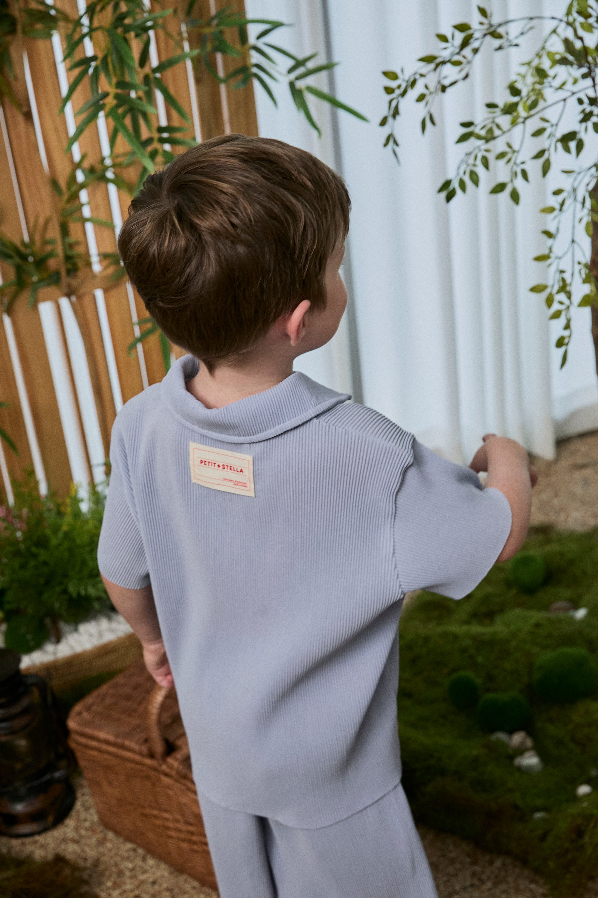 Pastel Collar Pleats Top & Bottom Set - Sky Blue