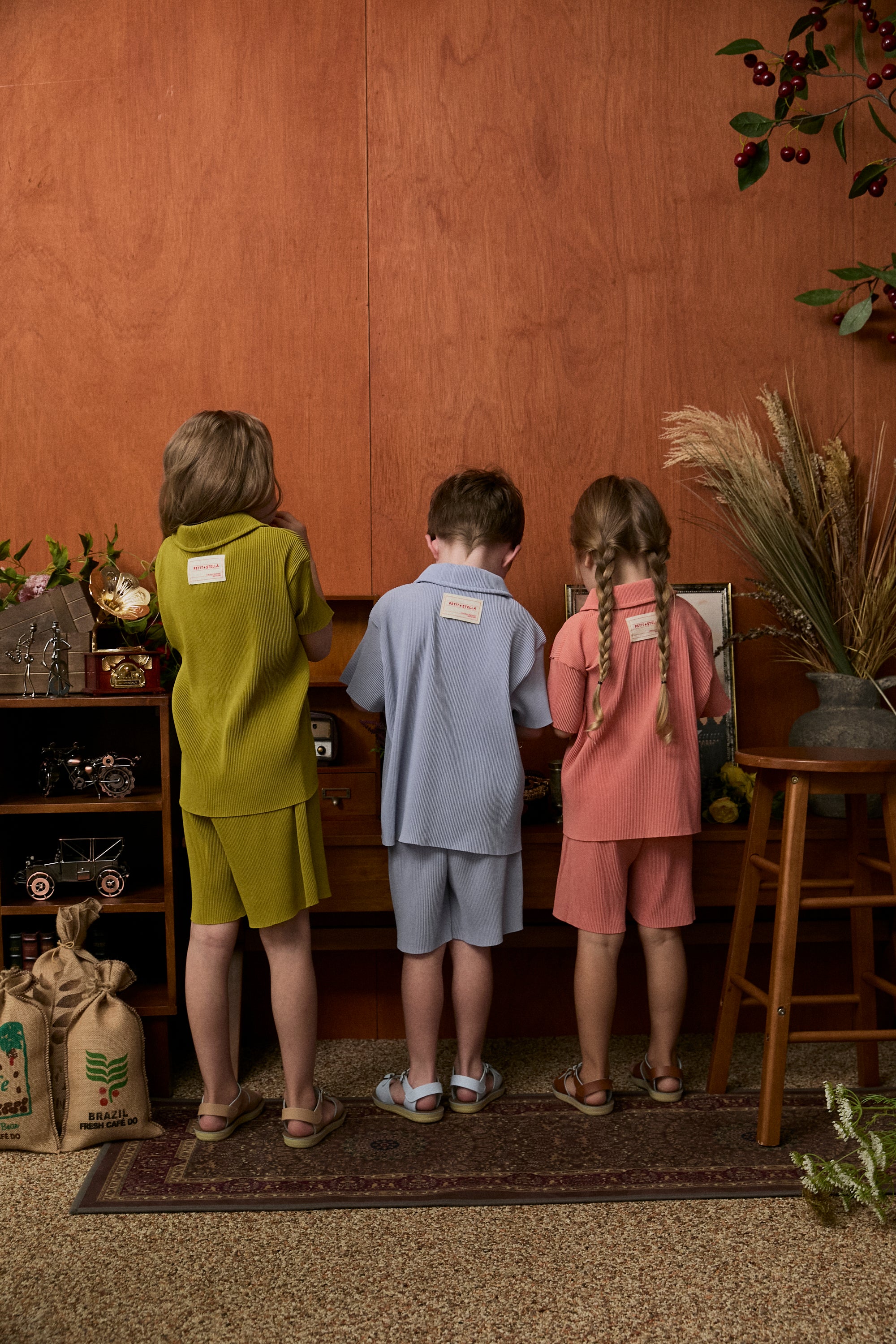 Pastel Collar Pleats Top & Bottom Set - Meadow Green