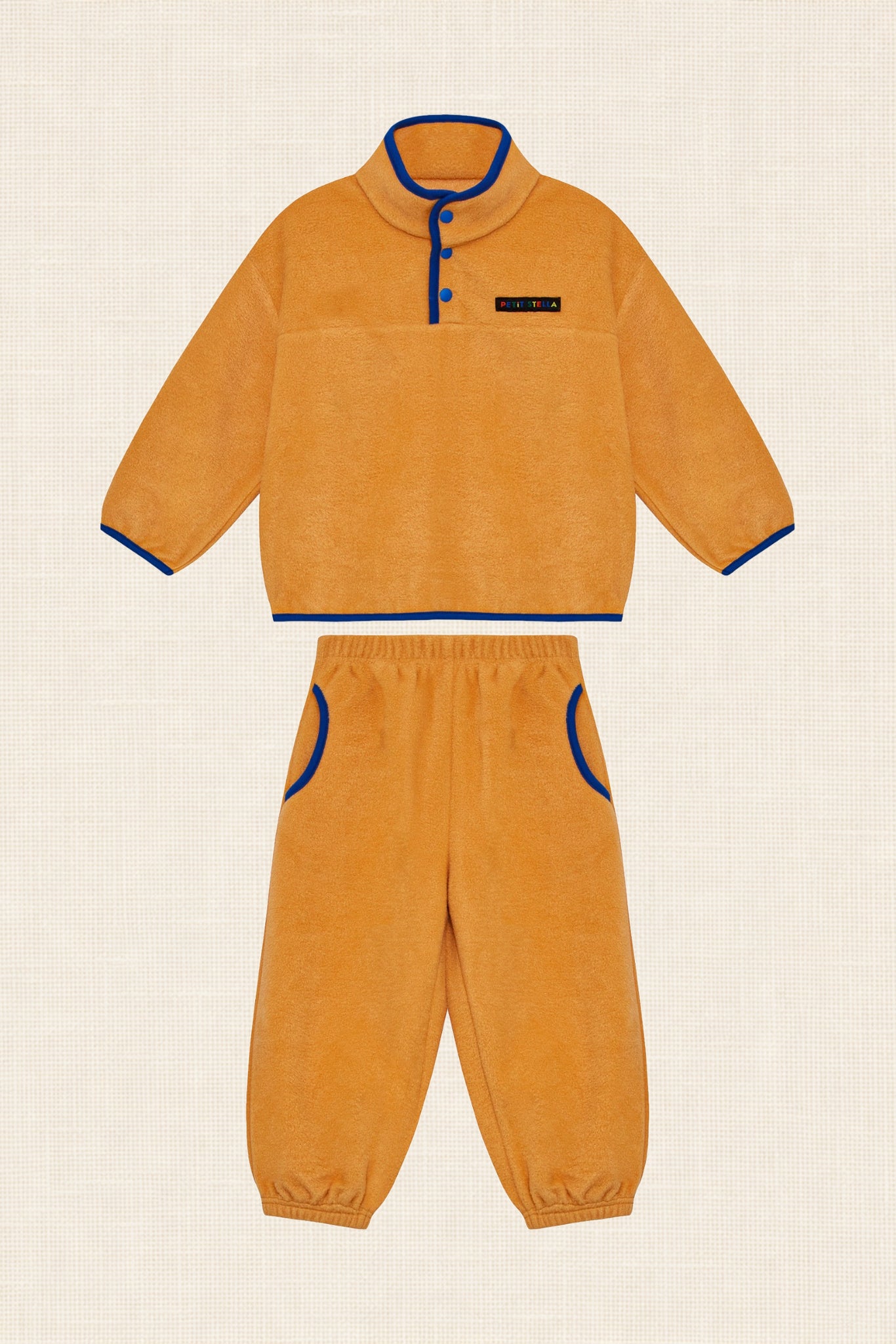 Orange Pop Half-Snap Fleece Set