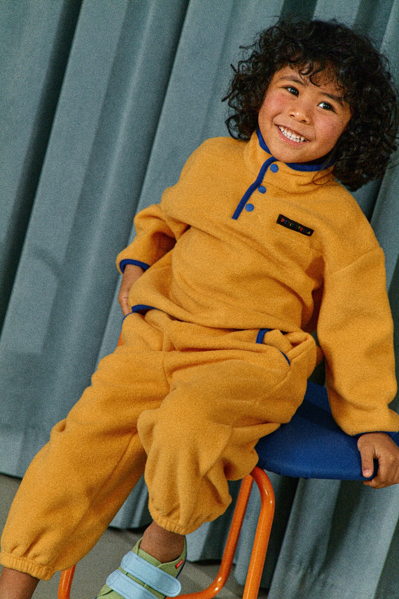 Orange Pop Half-Snap Fleece Set
