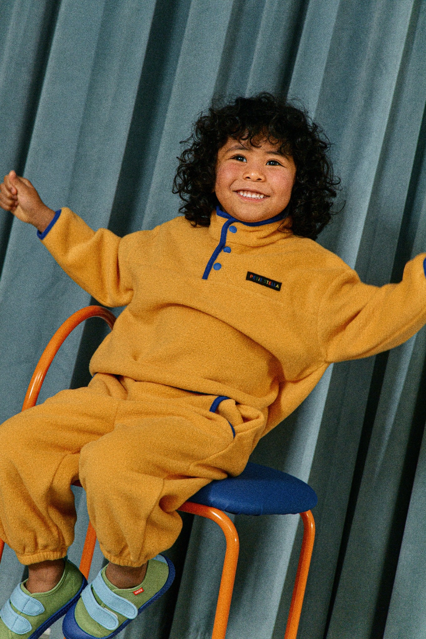 Orange Pop Half-Snap Fleece Set