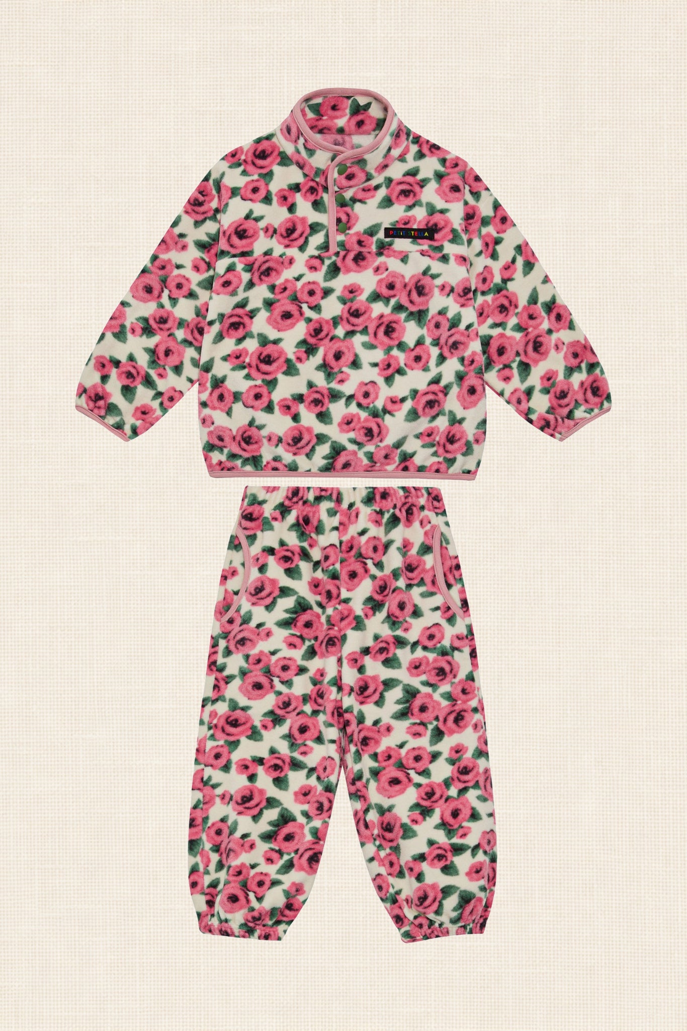 Rosy Rose Half-Snap Fleece Set