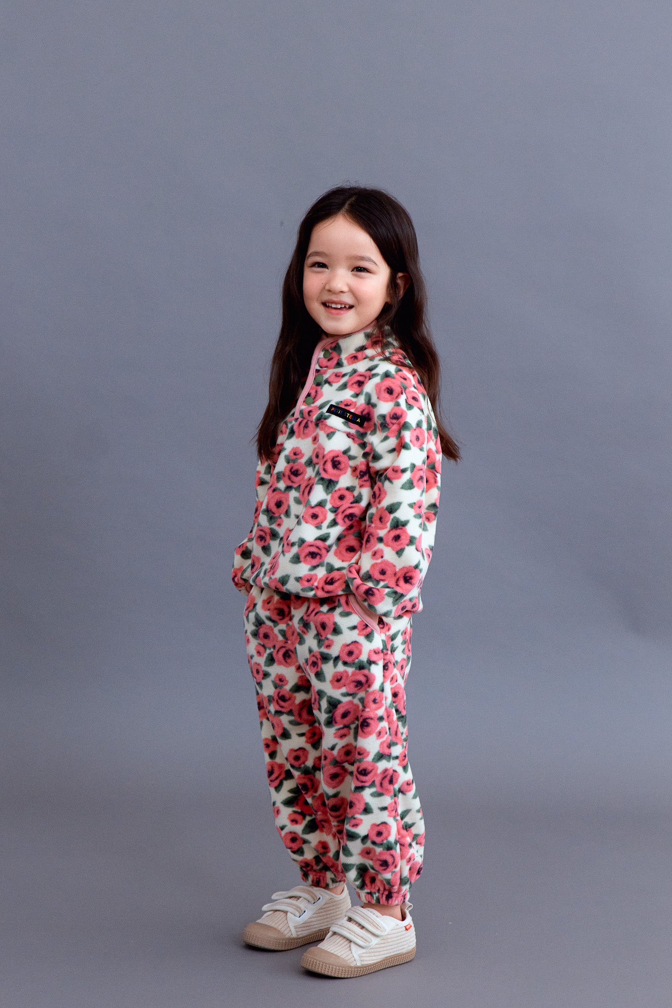 Rosy Rose Half-Snap Fleece Set
