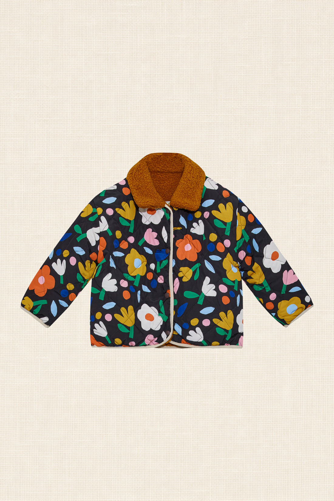 Midnight Garden Reversible Sherpa Jacket - Black Floral