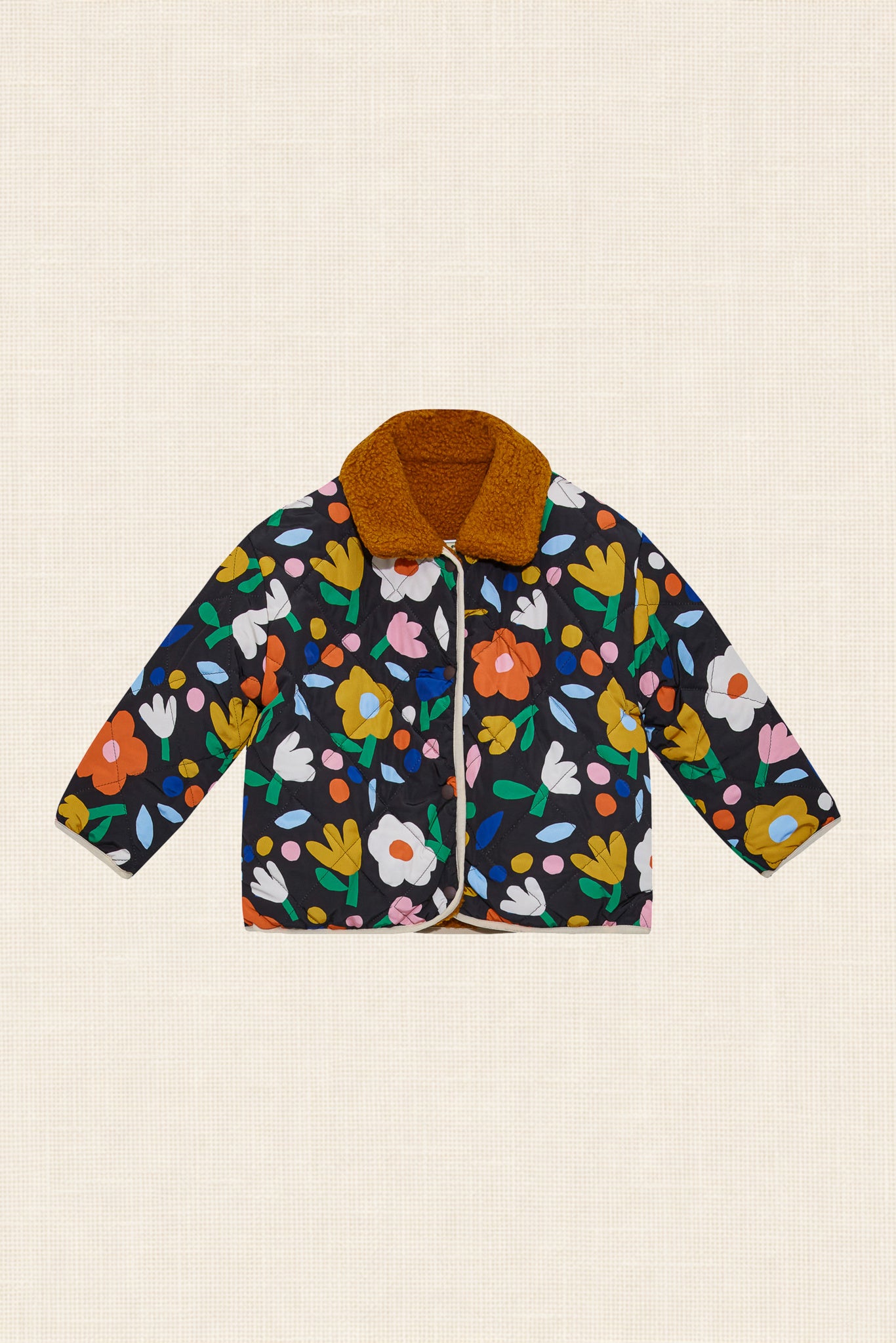 Midnight Garden Reversible Sherpa Jacket - Black Floral