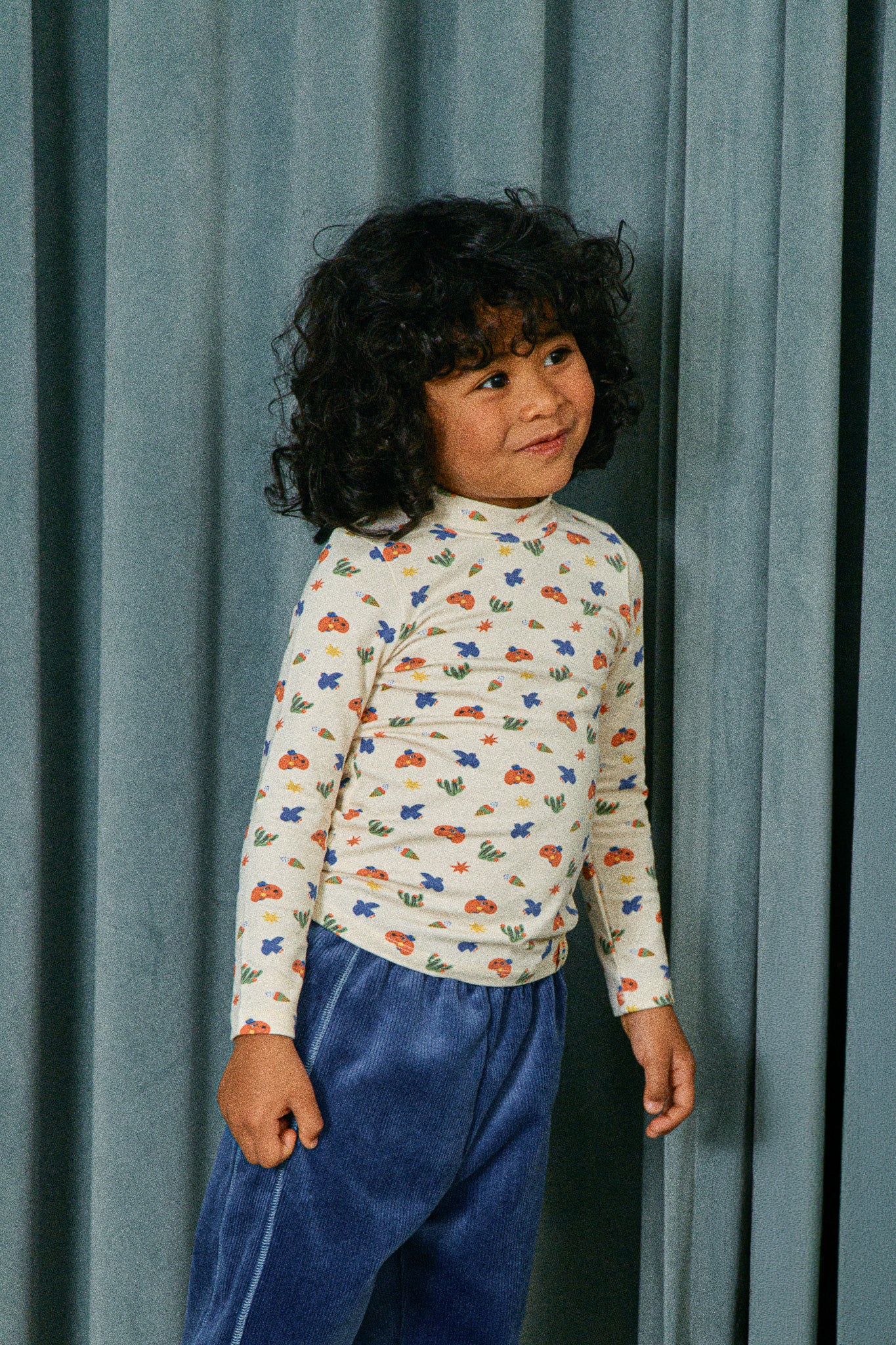 Puppy Print Pima Blend Turtleneck Top