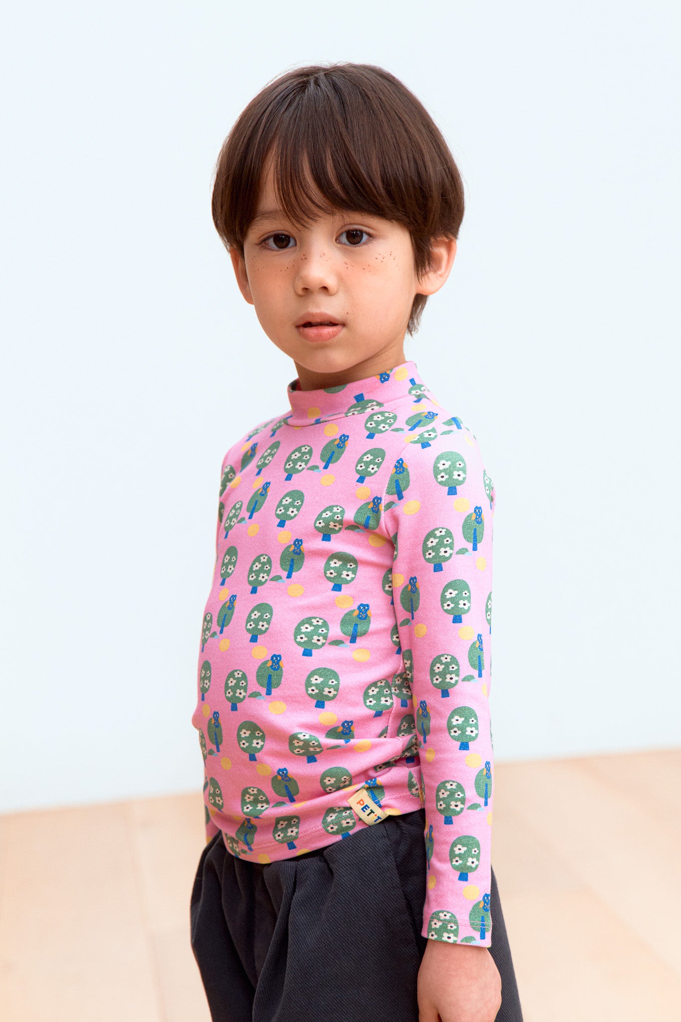 Little Owl Print Turtleneck Top