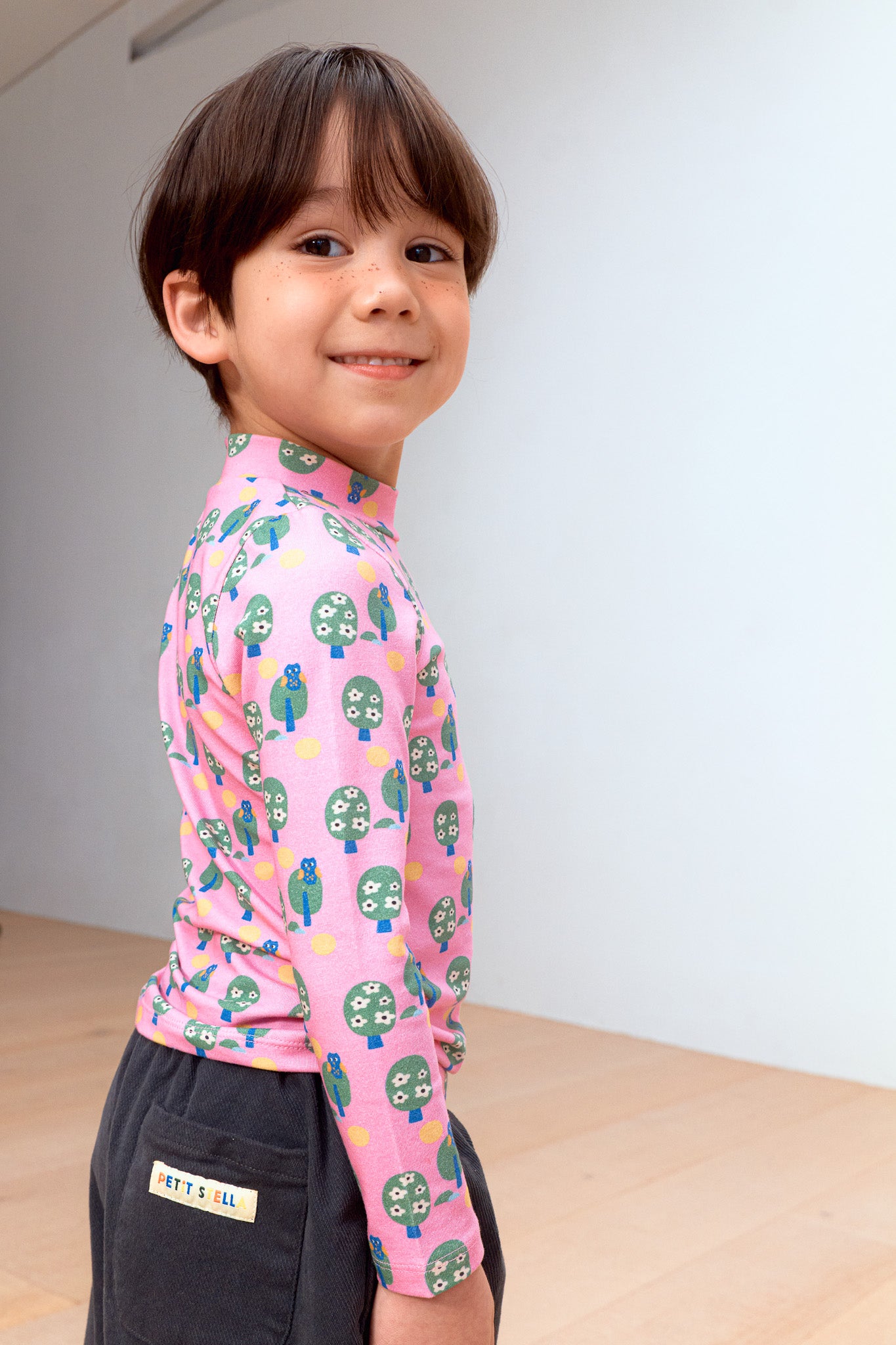 Little Owl Print Turtleneck Top