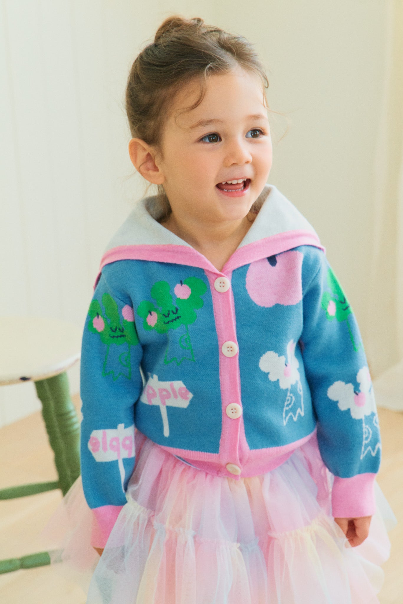 [Pre-Order Only] Apple Tree Sailor Cardigan -  Jacquard knit