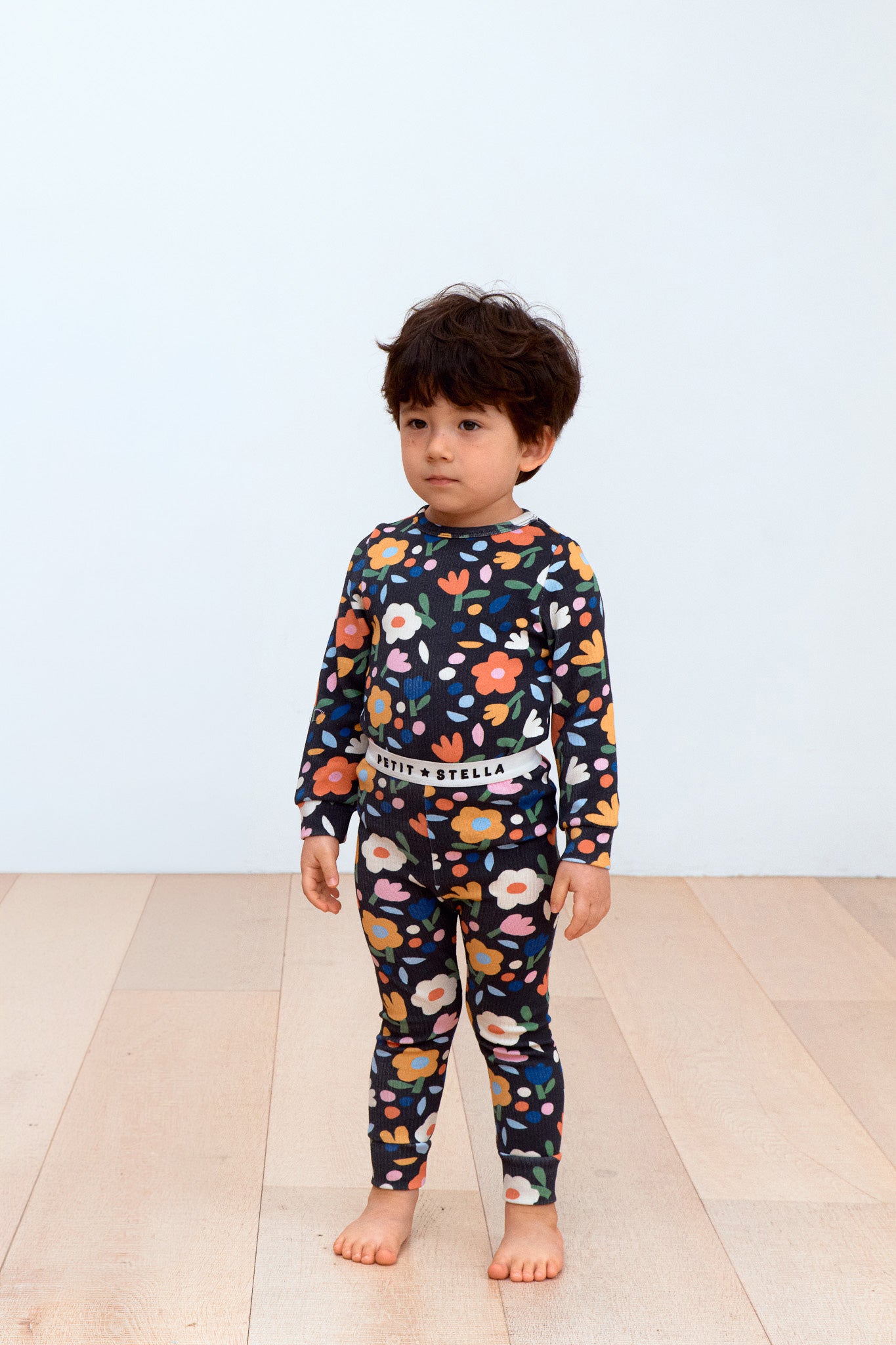 Flower Garden Pima Blend Pajama Set - Black Floral