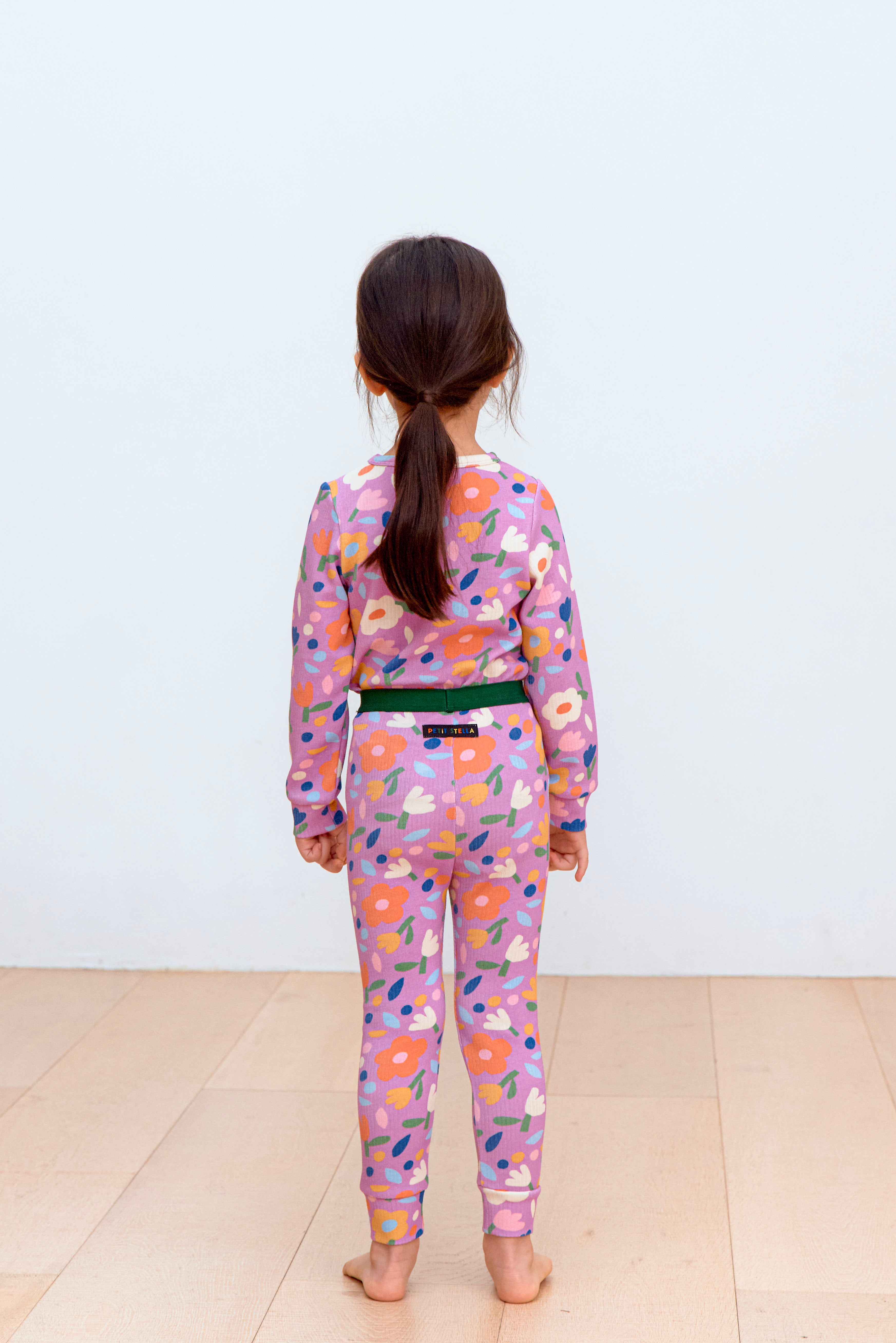 Flower Garden Pima Blend Pajama Set - Purple Floral